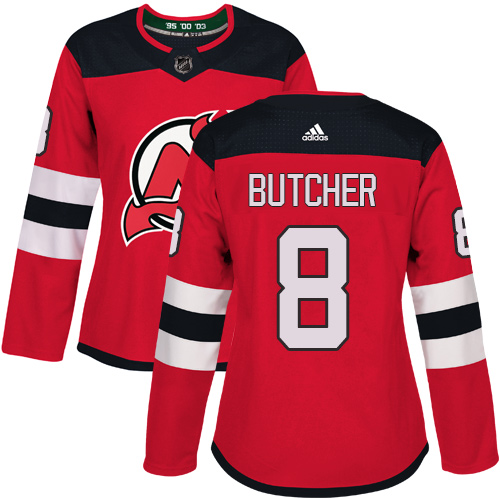 Adidas New Jersey Devils #8 Will Butcher Red Home Authentic Women Stitched NHL Jersey